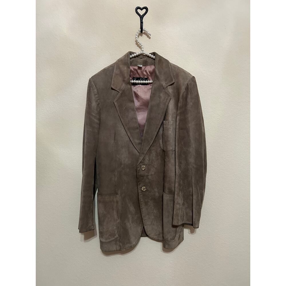 Vintage Vecuir Leather Blazer Mens Size 46 Single Breasted Heavyweight Luxury